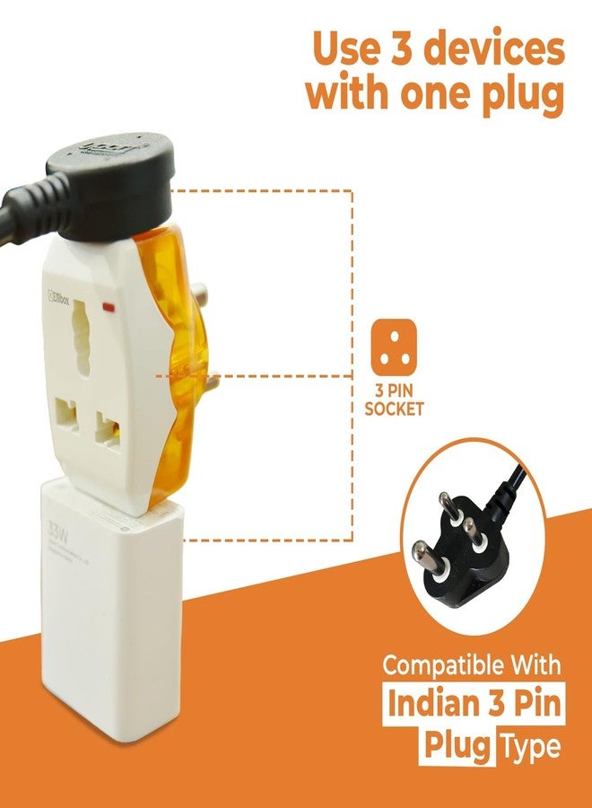 EMBOX محول كهربائي من 6 أمبير إلى 16 أمبير من إمبوكس لأجهزة تسخين المياه، والثلاجات، وأفران الميكروويف، والأجهزة المنزلية الثقيلة - مقبس ثلاثي الأطراف متعدد المنافذ مع مؤشر LED، مناسب لجميع المقابس الدولية، عبوة من قطعتين - Image 4